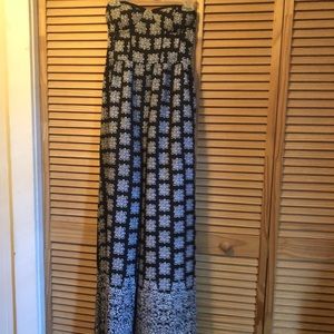 Black and white strapless jump suit